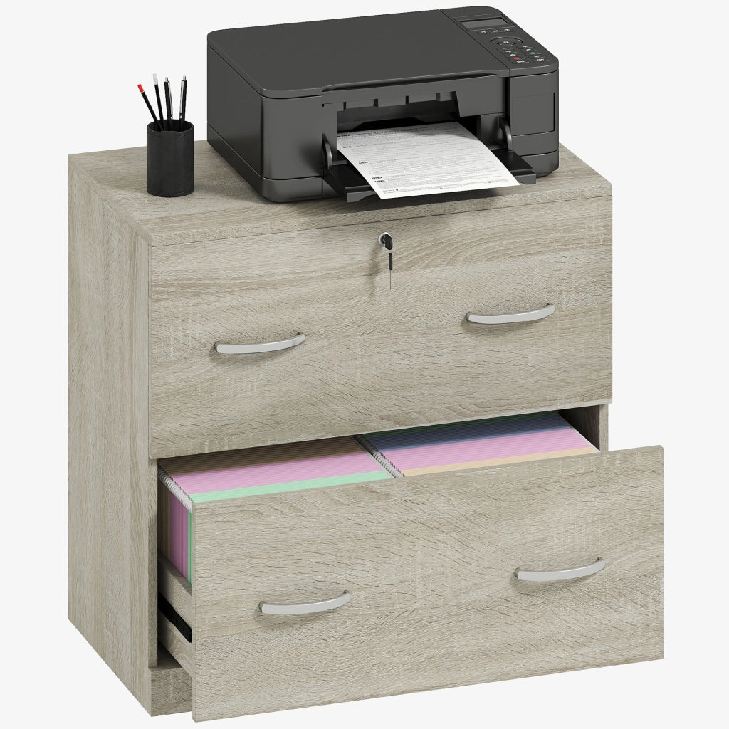 Scrivania con cassetti e cassettiera per archiviazione ¨C Zephmum ¨C 77x42x72 cm Legno Naturale