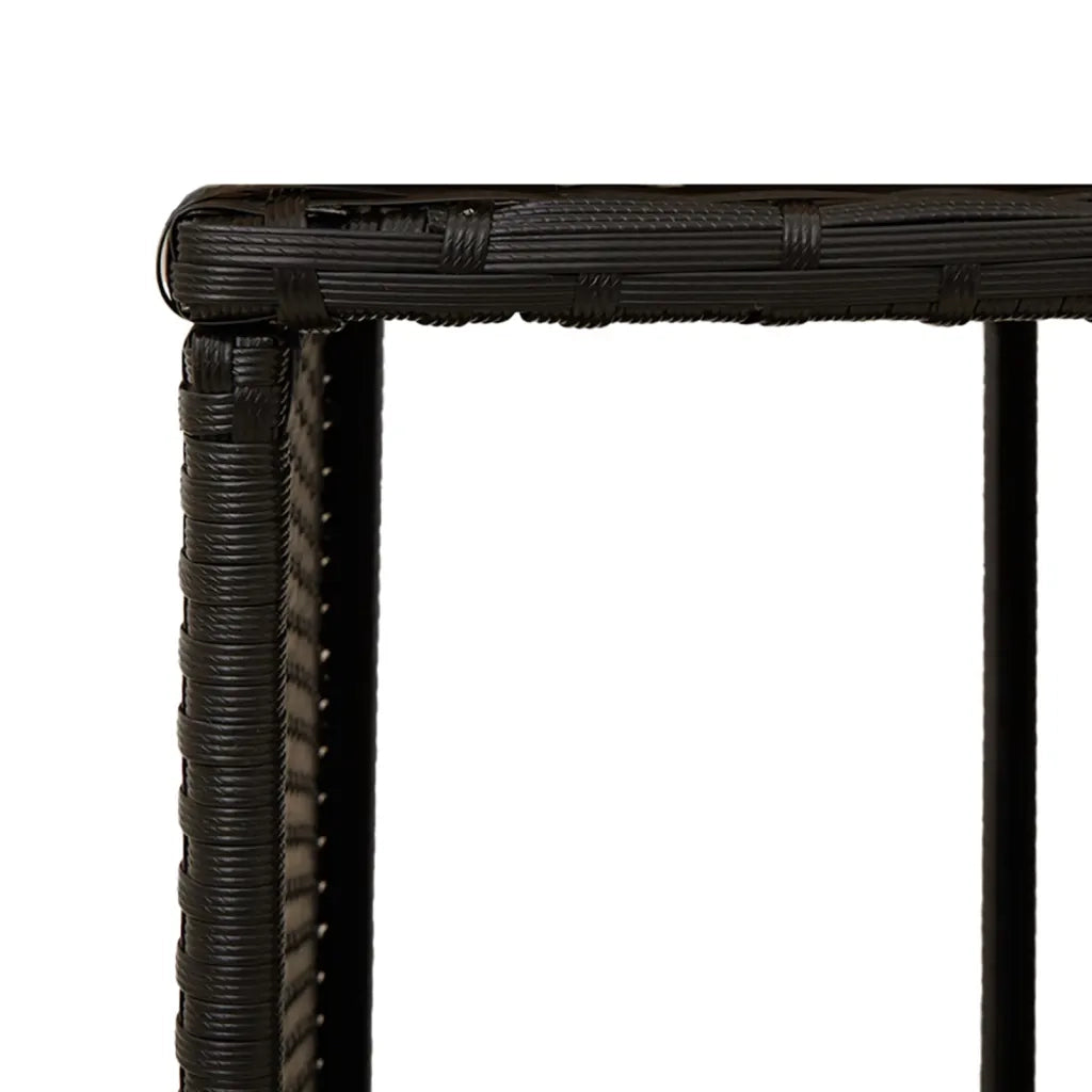 Bordo per Spa Nero in Polyrattan e Legno Massello di Acacia 365612