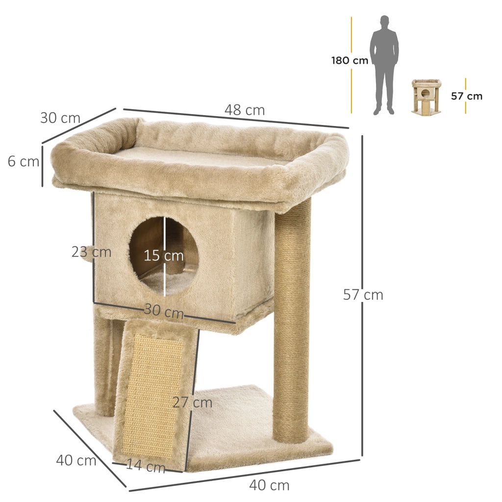 Tiragraffi Albero per Gatti con Casetta e Lettino ¨C Minimal ¨C Marrone