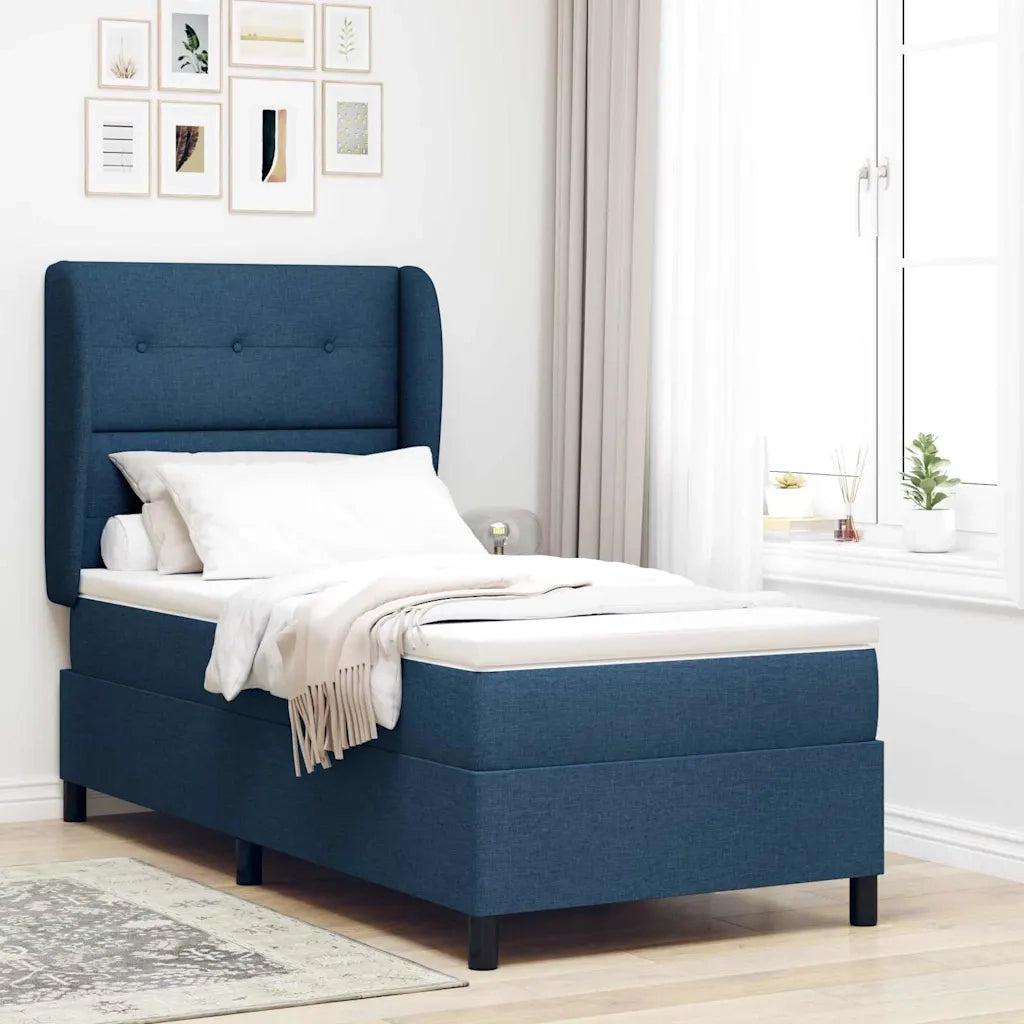 Letto a molle con materasso Blu 100 x 200 cm Tessuto 3340556