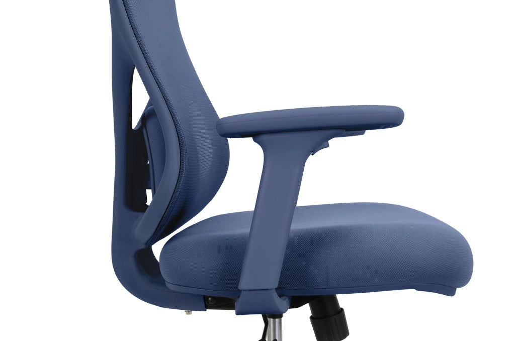 Sedia studio Hispanohogar altezza regolabile in tessuto blu