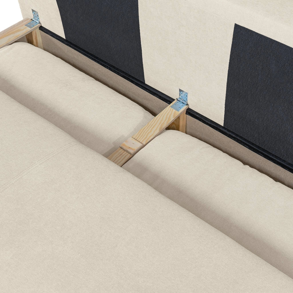 Divano letto in tessuto ciniglia, 3 posti, beige grigio