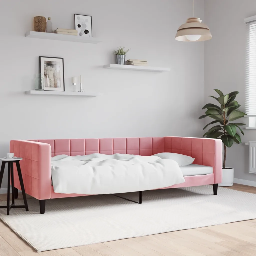 Letto da Giorno Rosa 100x200 cm in Velluto 354018