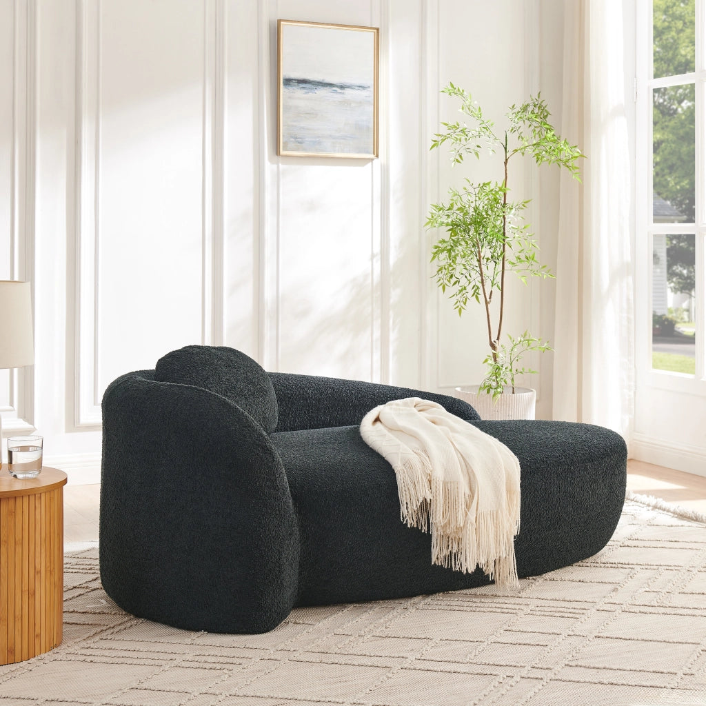 DIVANO compatto in tessuto Teddy nero con cuscino