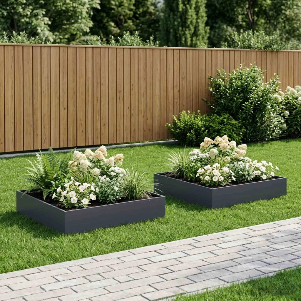 Vaso da giardino 2 pz Antracite 100 x 100 x 20 cm 8005027