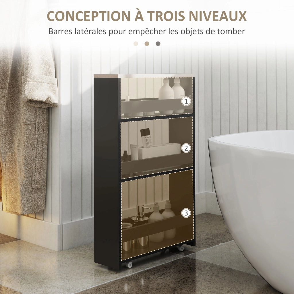 Carrello mobile con 3 ripiani ¨C Minimal ¨C 48x15x80 cm nero