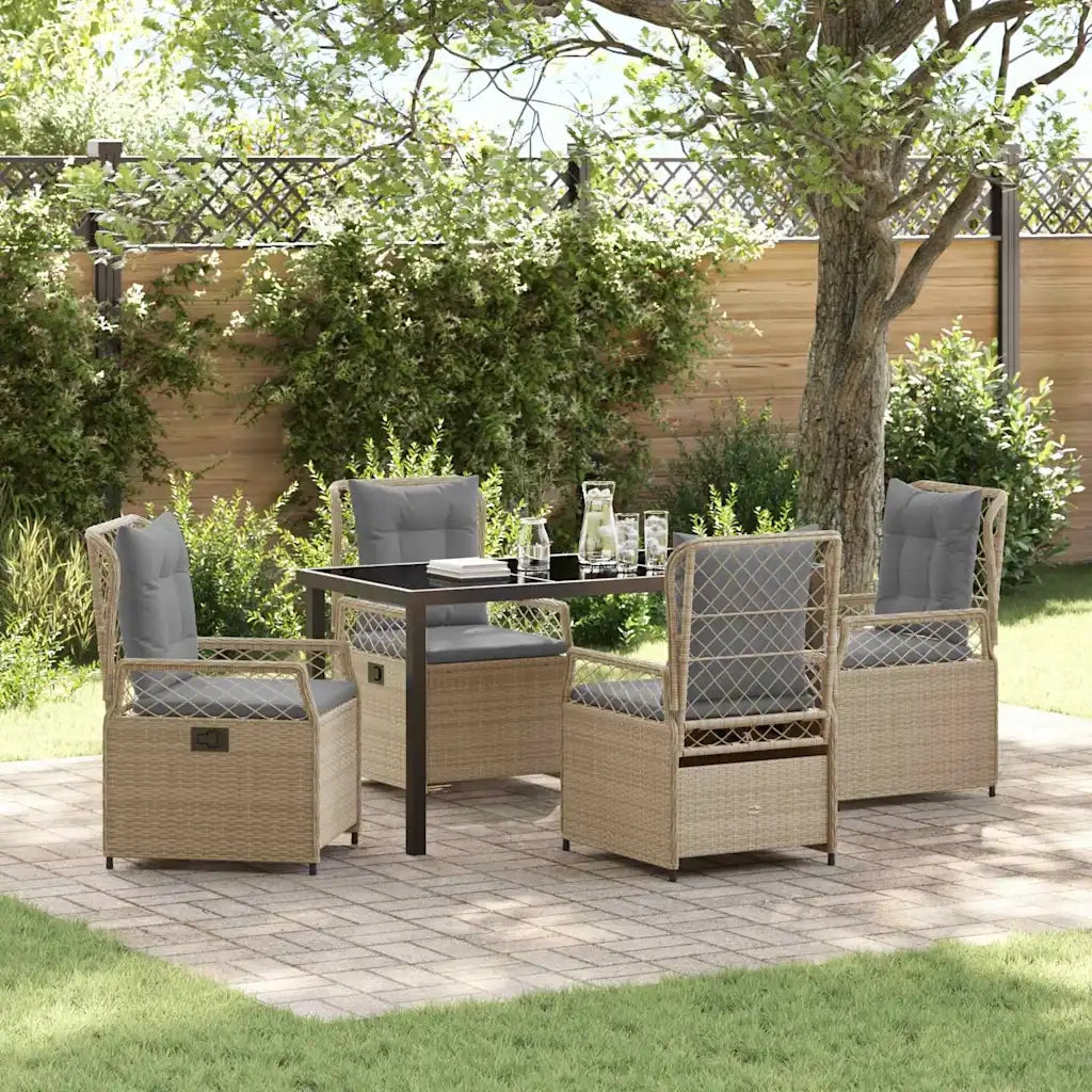 Set da Pranzo per Giardino 5 pcs Beige e Grigio Chiaro