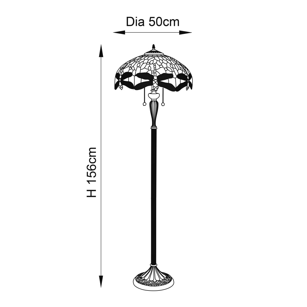 Lampada da terra Tiffany Dragonfly Flame rossa 2xE27