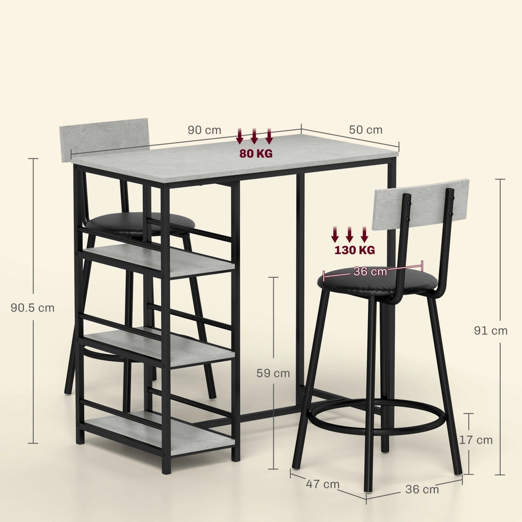 Set Sedie da Bar con Bancone ¨C Minimal ¨C Grigio Chiaro