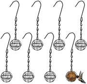 Casa Alimentare per Uccelli 7 cm - Casa Alimentatore Metallica per Uccelli - Casa Alimentatore Sospesa - Set di 8 Alimenti per Uccelli Grassi - Nero - Materiale in Acciaio Duraturo