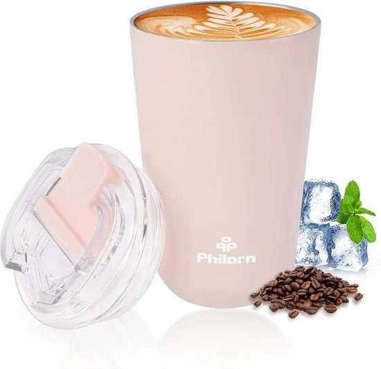 Termos per caffè da portare via - Rosa con coperchio a chiusura ermetica