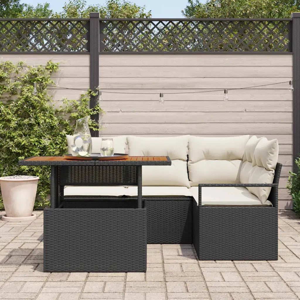 Set da Pranzo per Giardino con cuscino 5 pcs Nero e Crema 3349704