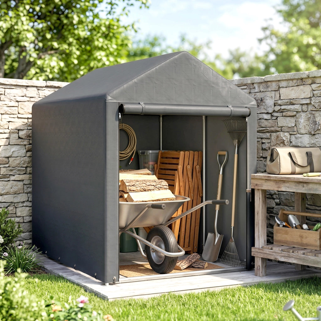 Capanno da Giardino ¨C Minimal ¨C 120x180x160 cm, Grigio Scuro
