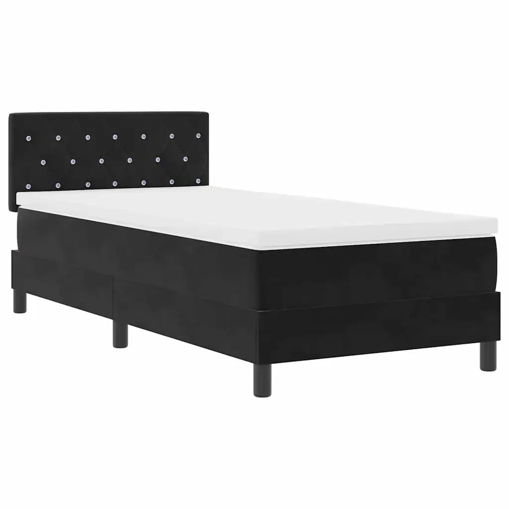 Letto a Sorgente LED con materasso Nero 100 x 200 cm Velluto 3342568