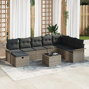 Set Divano da Giardino con cuscino 9 pcs Grigio Poly Rattan 3360270