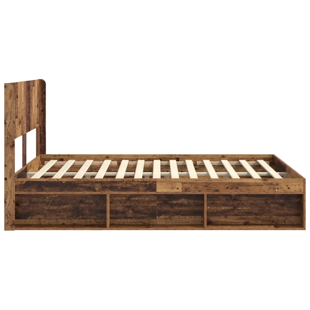 Struttura del letto con stoccaggio e testata Legno antico 3414241