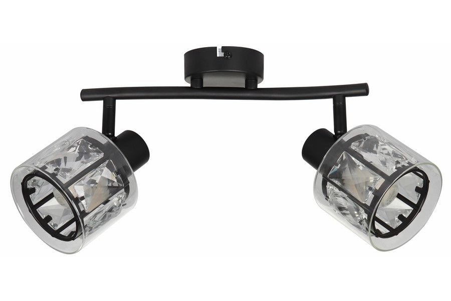 Plafoniera glamour Elmo nera barra doppia 2xE14 Reality