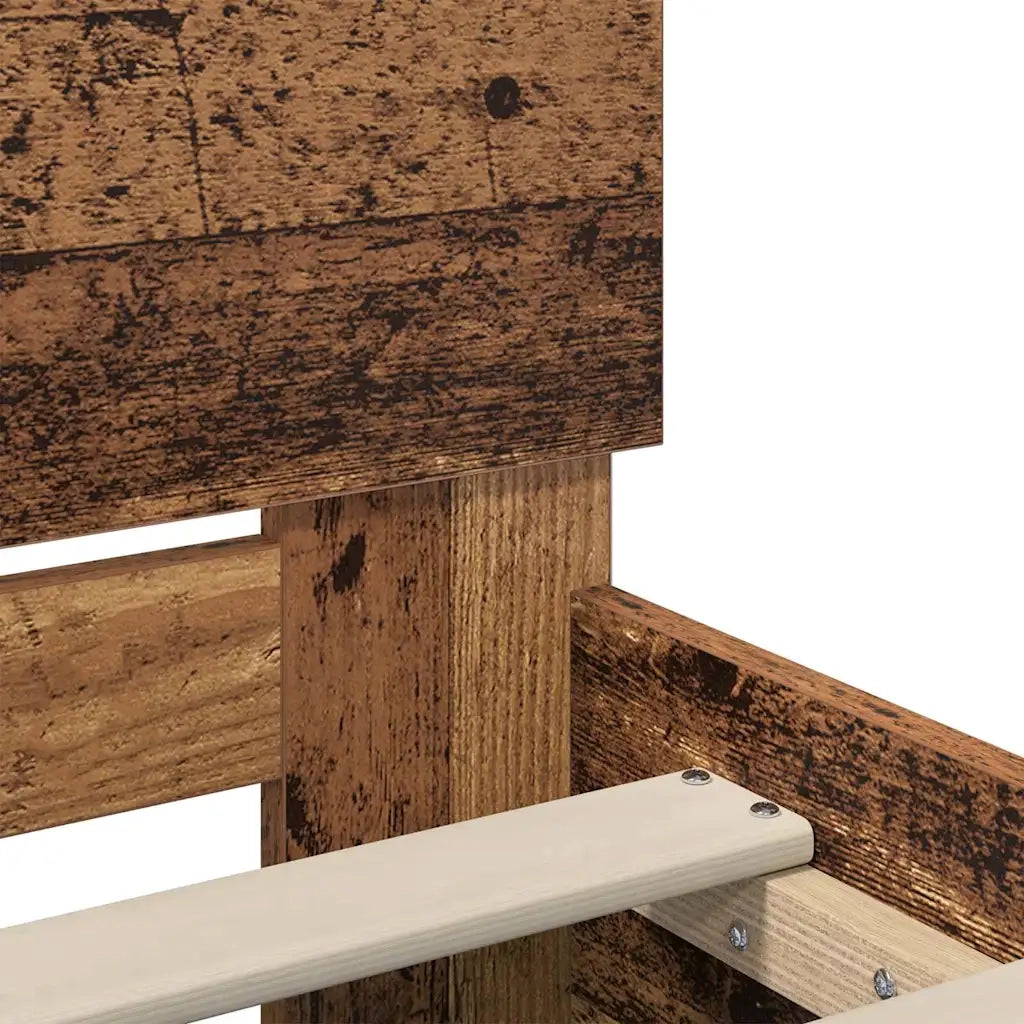 Letto matrimoniale | Letto per adulti | Struttura del letto con testiera Legno vecchio 140 x 190 cm
