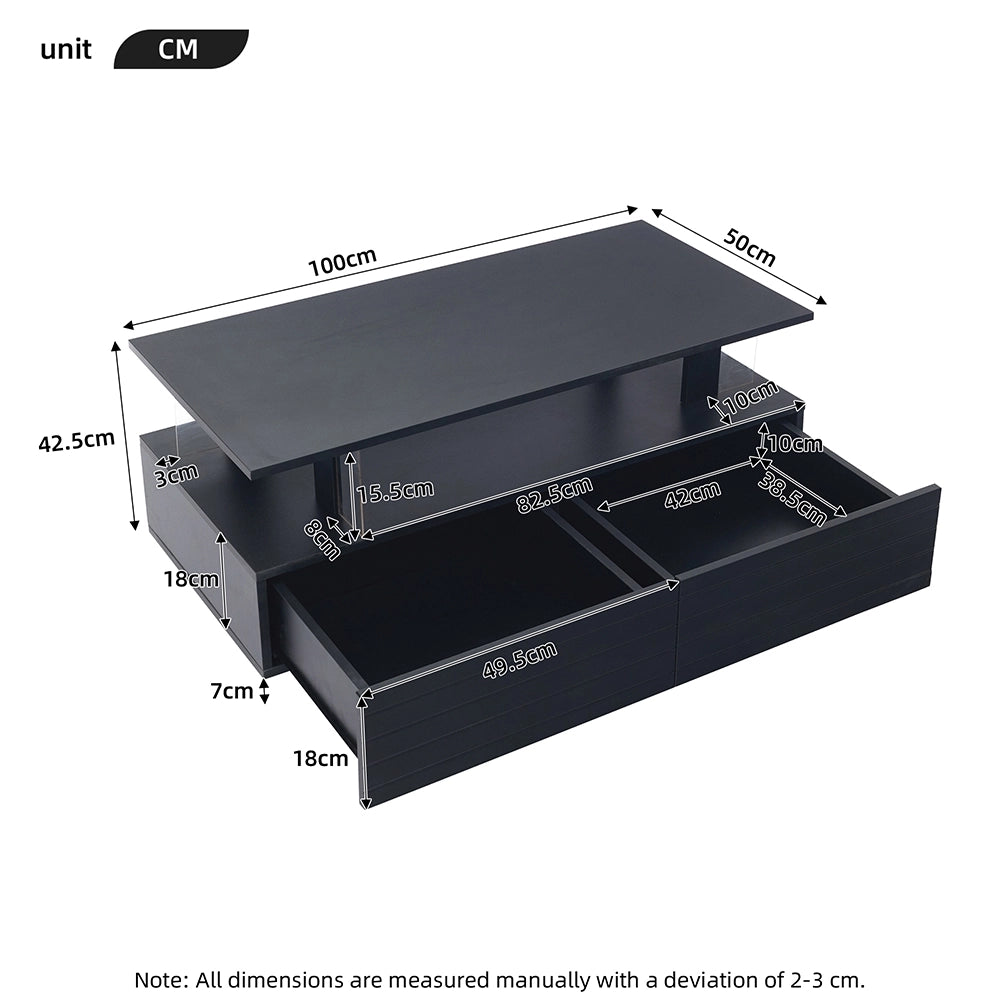 Tavolino-Xylo-Nero LED Bluetooth doppio strato