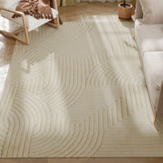 Tappeto Soggiorno Geometrico ¨C Xylo ¨C 230x160 cm Pelo Lungo Antiscivolo Crema