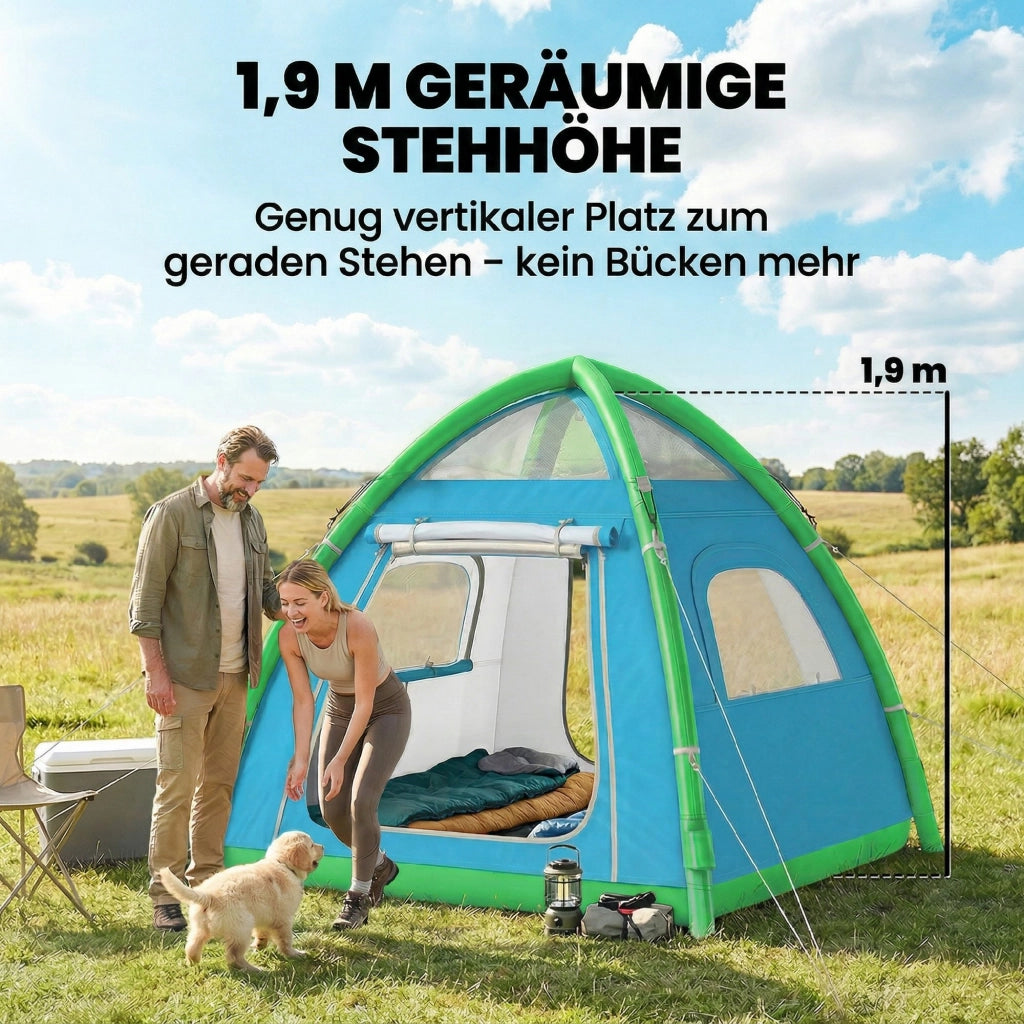 Tenda gonfiabile 3 posti ¨C zephmum ¨C verde con pompa e finestre a rete