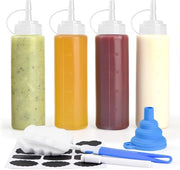 Set di 4 bottiglie a compressione da 250 ml per ketchup, olio e salse – bottiglie a compressione in plastica per BBQ, cucina e griglia