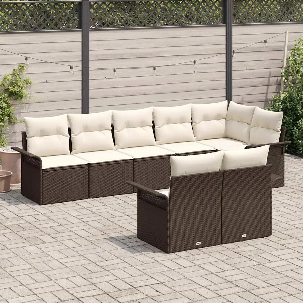 Set Divano da Giardino con cuscino 8 pcs Marrone polyrattan 3345408