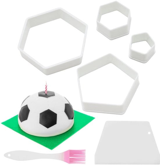 4 pezzi di stampo a forma di pallone in plastica per dolci e dessert, con 1 pennello per olio e 1 grattolo