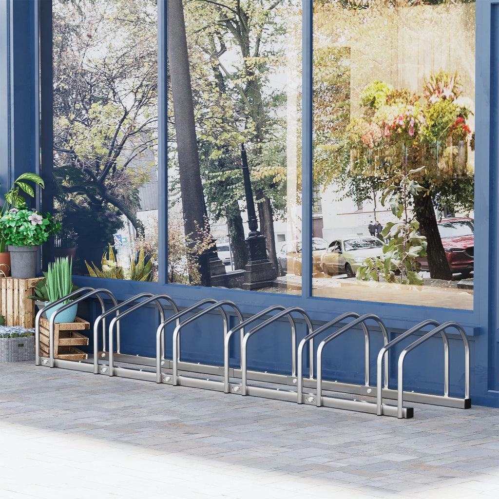 Rastrelliera Portabici da Pavimento o Parete ¨C Xylo ¨C 6 Posti Acciaio 179x33x27cm Argento
