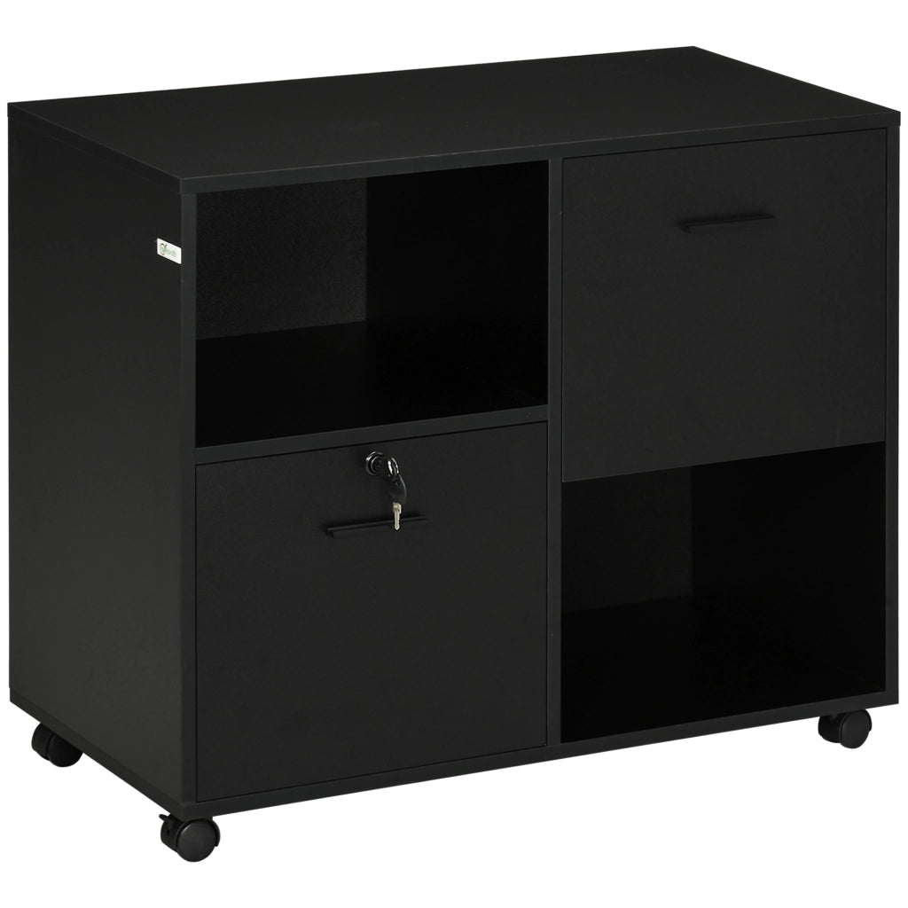 Scrivania con 2 Cassetti e Ripiani ¨C zephmum ¨C 80x40x66cm, Nero