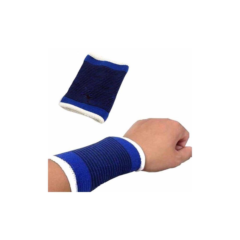 Trade Shop - Coppia Polsiera Elastiche Supporto Per Polso Elastico Anallergico Protezione Blu -