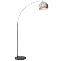Lampada da Terra Vintage ad Arco con Asta Regolabile, Interruttore a Pedale, Attacco E27, Argento