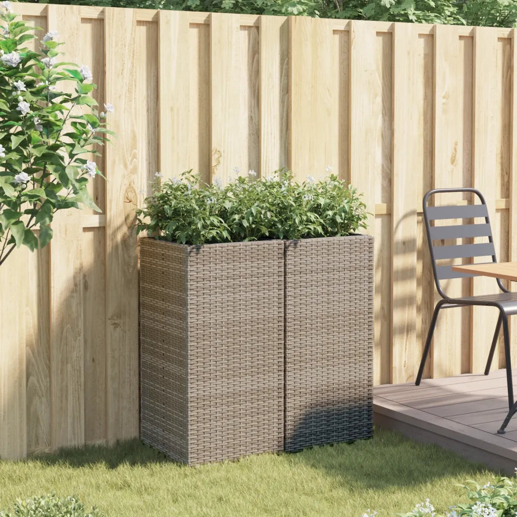 Fioriere da Giardino 2 pz Grigie 40x40x80 cm in Polyrattan