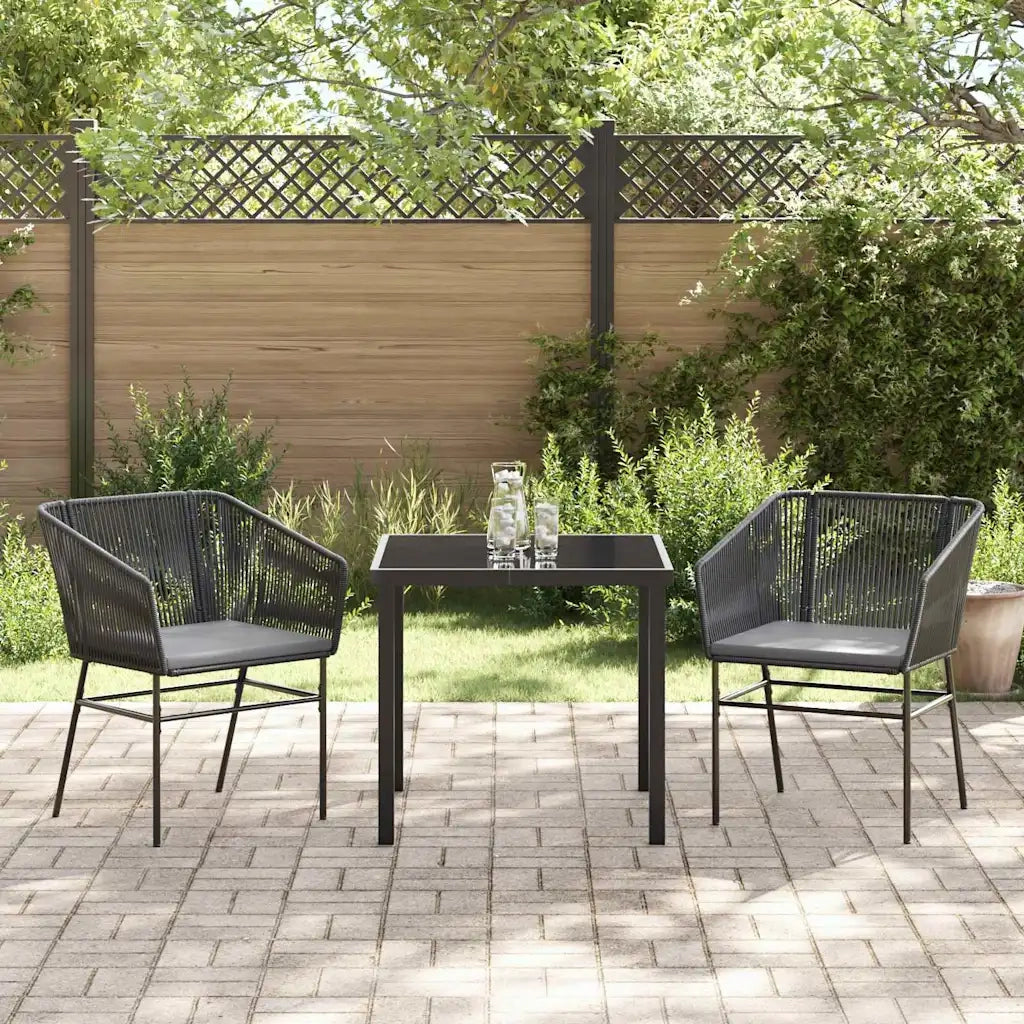 Set da Pranzo per Giardino con cuscino 3 pcs Nero