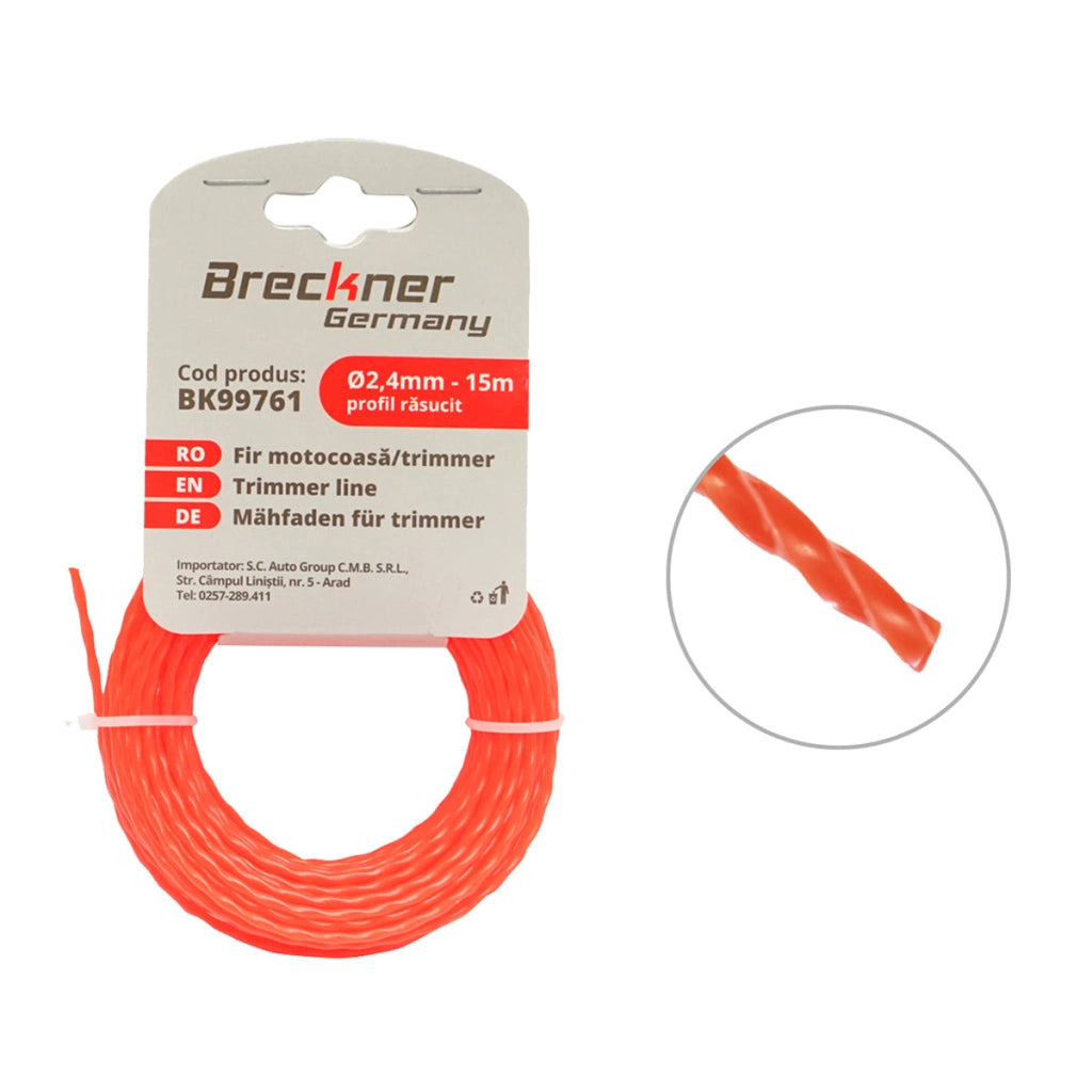 Filo ritorto per decespugliatore 2,4mmx15m Breckner Germany
