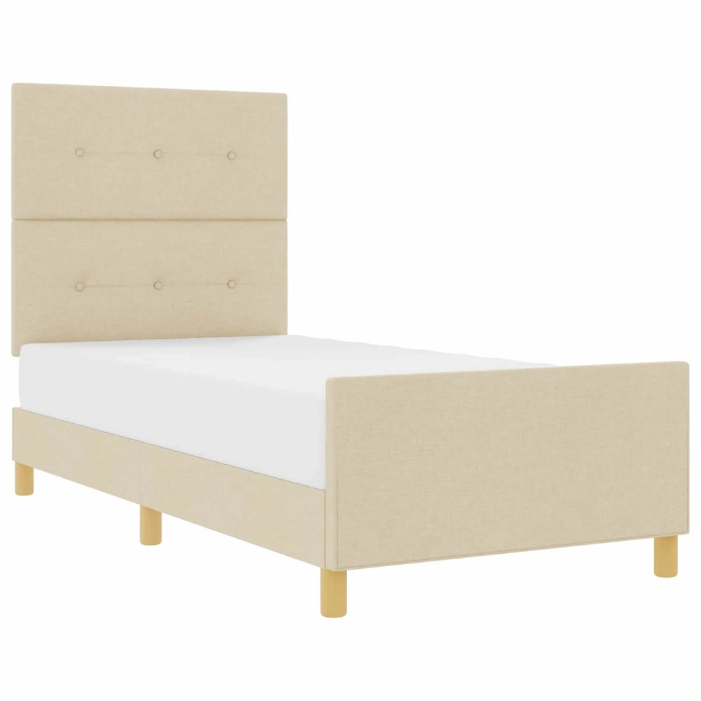 Struttura del letto con testiera Crema 100 x 200 cm Tessuto 3344709
