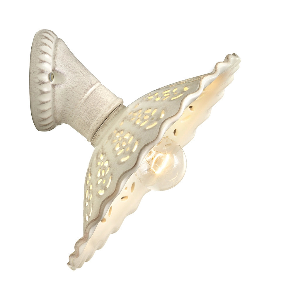 MERLETTO MATT Applique con Base Obliqua e Paralume Ceramica Anticata Ø30