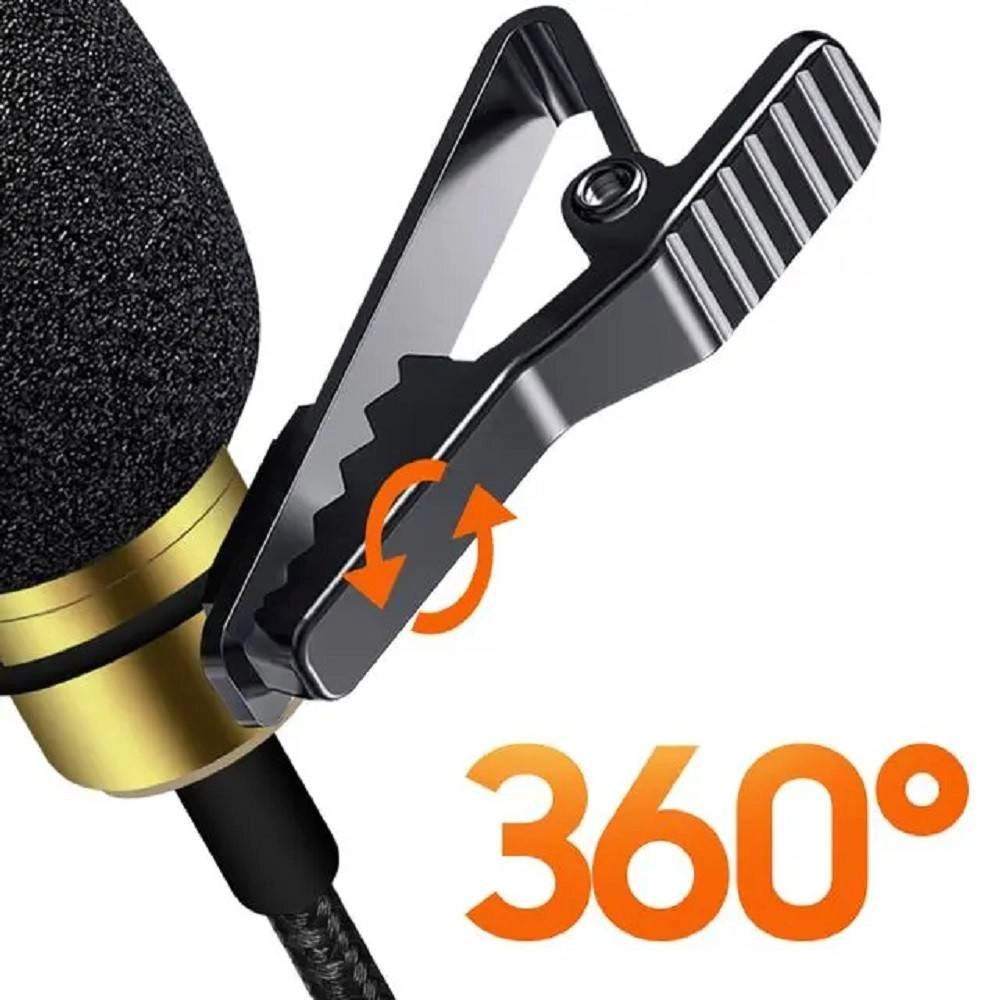 Trade Shop - Microfono Lavalier Lightning Suono Omnidirezionale A 360° Cavo 3 Metri Lt3543m -