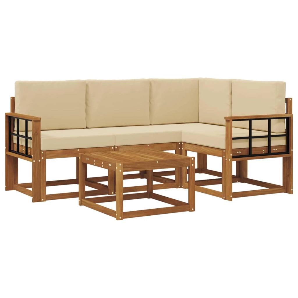 Set di divani da esterno con cuscino 5 pcs Naturale e Beige 3366371