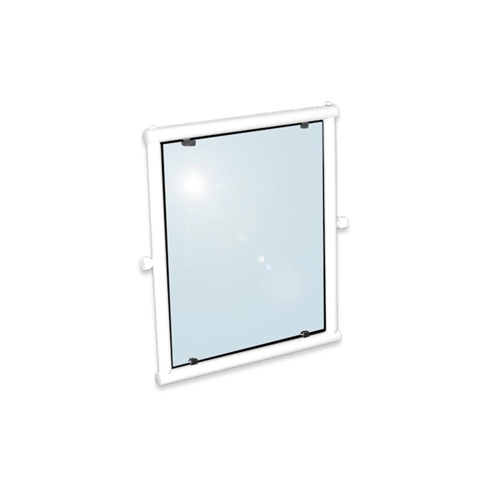 Specchio reclinabile da 63x54 in alluminio rivestito in nylon bianco