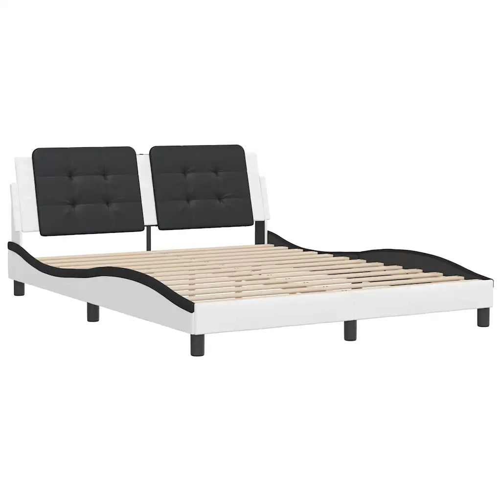 Giroletto senza Materasso Zadar Nero e Bianco 160x200 cm in Similpelle