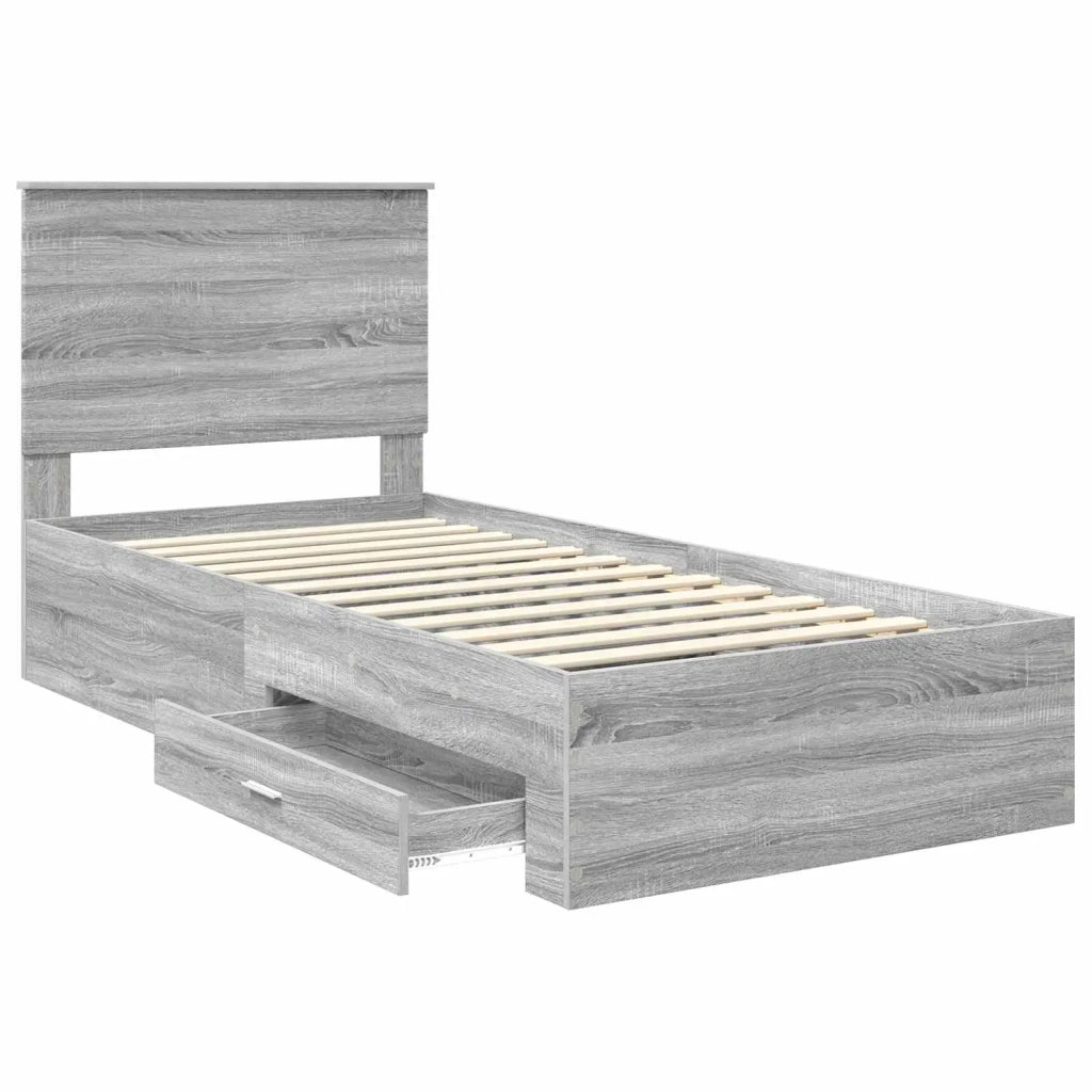Letto singolo | Letto per adulti | Struttura del letto Grigio Sonoma 90 x 190 cm Legno multistrato