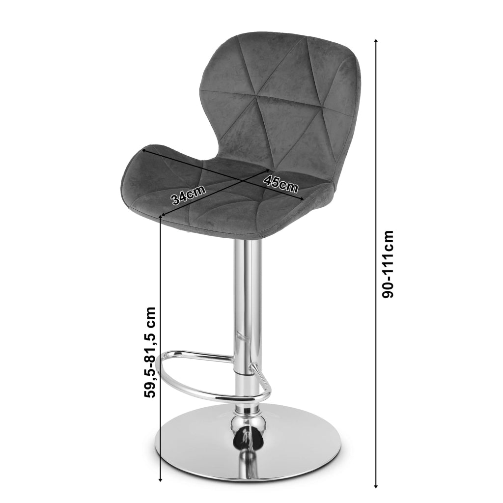 Sgabello VALORA WEST - Rivestimento in velluto nero con base cromata x 2