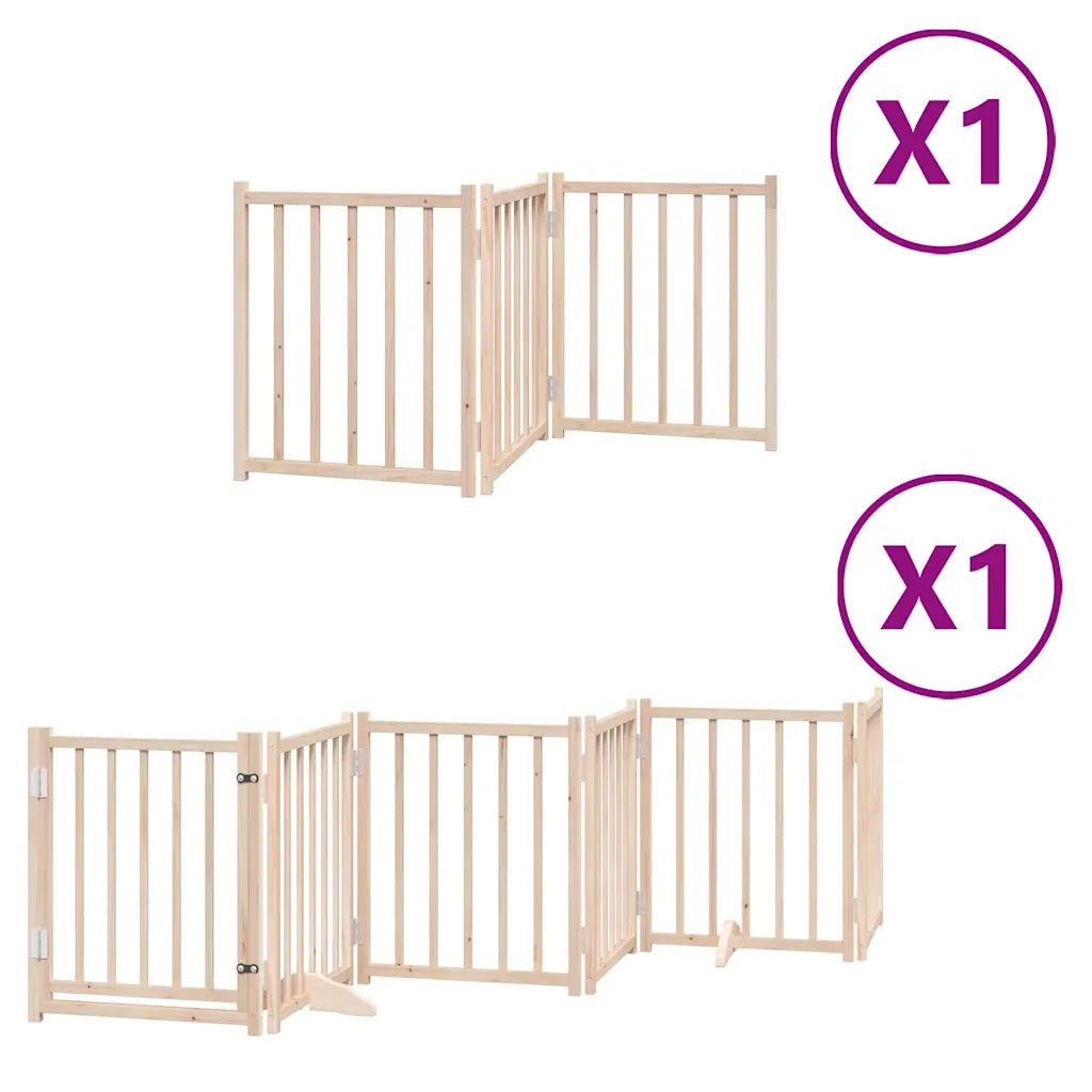 Cancello per Cani con Porta Pieghevole 9 Pannelli 450 cm Pioppo CFW1265369