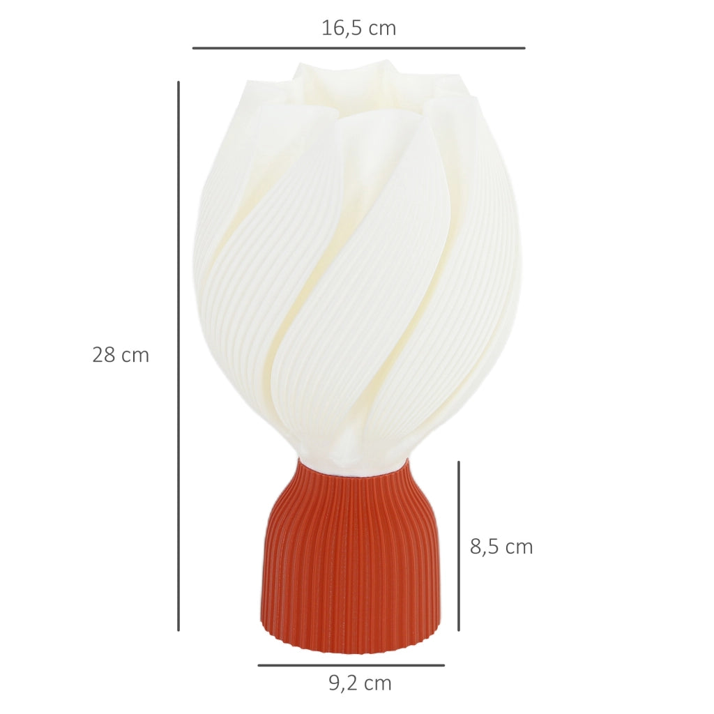 Lampada da tavolo LED 3D a forma di petali ¨C Xylo ¨C luce calda ?16,5x28 cm bianco e terracotta