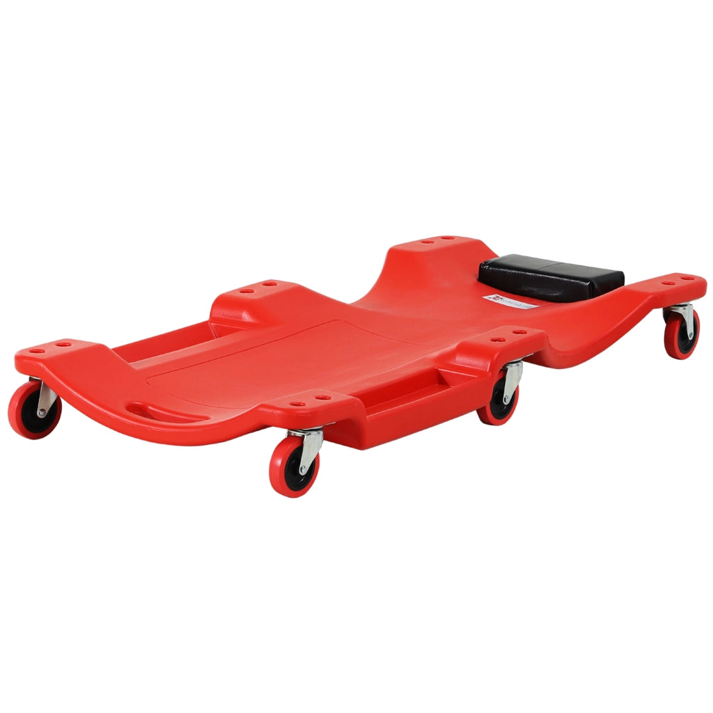 Carrello a Rulli per Montaggio con Ripiano e Testiera ¨C Minimal ¨C Rosso 100x48x12 cm