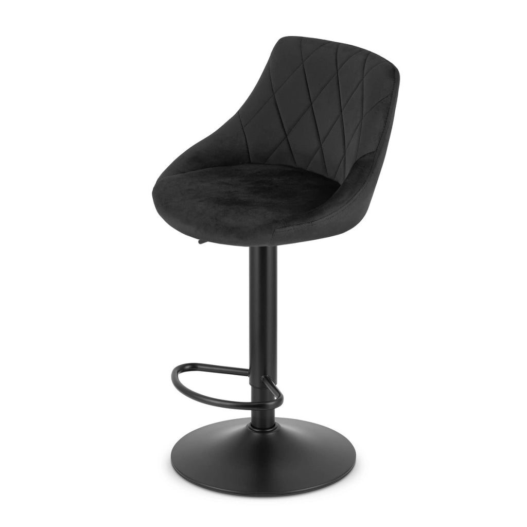 Sgabello da bar girevole OSKAR KAST velluto nero con base nera