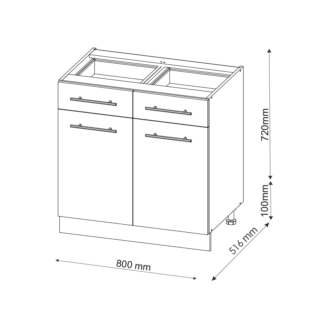Mobiletto base per cucina Fame-Line Bianco lucido/Rovere dorato 80 cm, PL Rovere Vicco
