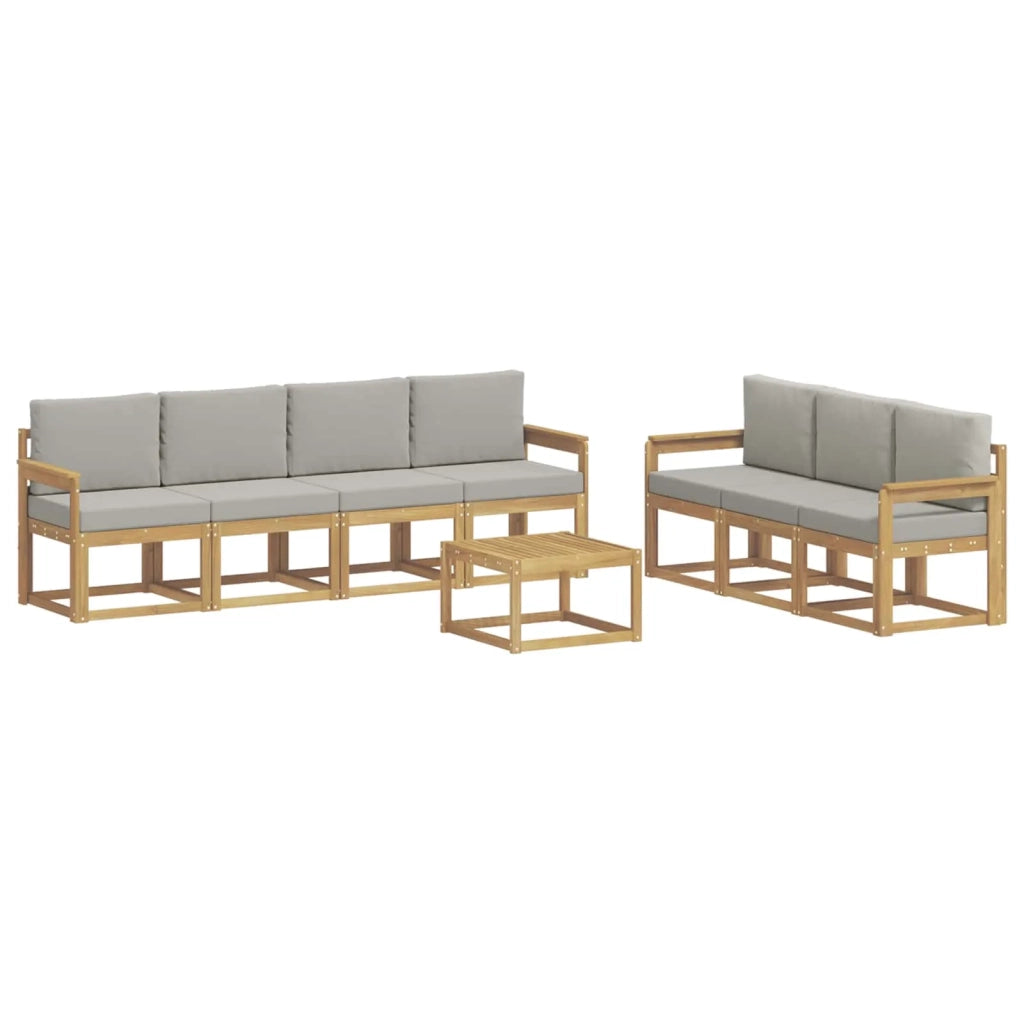 Set di divani da esterno 8 pz Bianco e Grigio Chiaro Poliestere 3387340