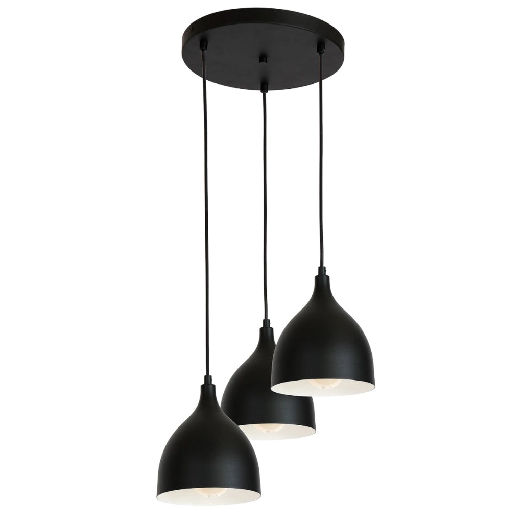 Lampada a sospensione Noak Classic nera 3xE27 Luminex